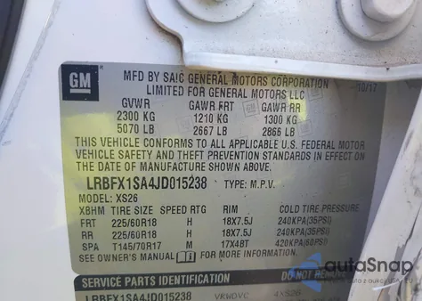 2018 Buick Envision Essence from USA, damaged, VIN LRBFX1SA4JD015238